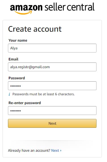 Create your Amazon account