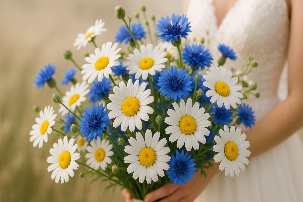 Полевые ромашки и васильки